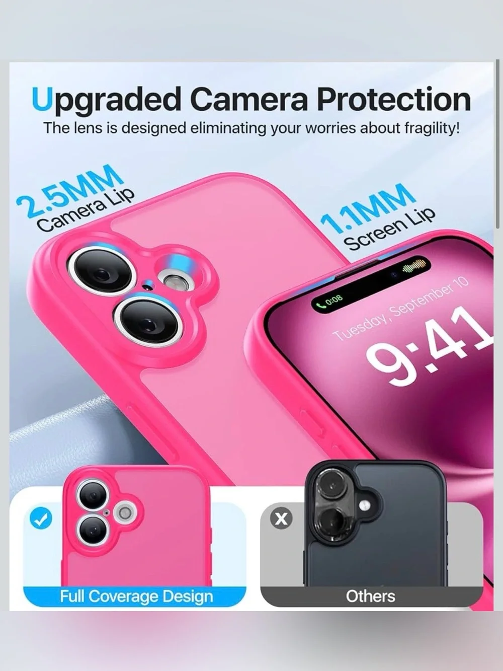 iPhone 16Protective Case - Bright Pink full camera protection NEW military grade